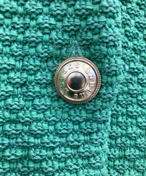 anuans（アニュアンス）anuans (アニュアンス) ノーカラーニットジャケット グリーン サイズ:Ｓの古着・服飾アイテム