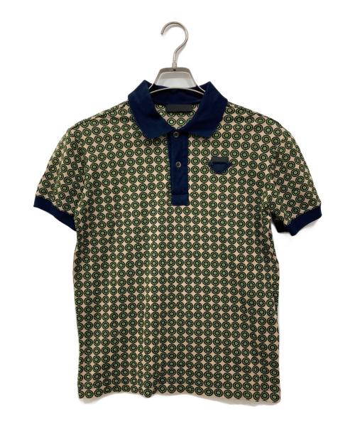 PRADA（プラダ）PRADA (プラダ) ポロシャツ ベージュ×ネイビー サイズ:Sの古着・服飾アイテム