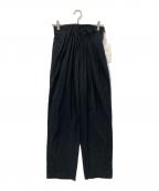 Mame Kurogouchiマメクロゴウチ）の古着「Dry Touch Cotton High Waisted Trousers/ドライタッチコットンハイウエストトラウザーズ」｜ブラック