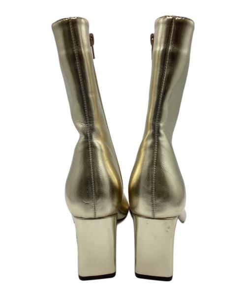 la belle etude（ラベルエチュード）la belle Etude (ラベルエチュード) メタリックショートブーツ ゴールド サイズ:Lの古着・服飾アイテム