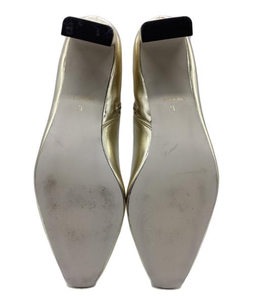 la belle etude（ラベルエチュード）la belle Etude (ラベルエチュード) メタリックショートブーツ ゴールド サイズ:Lの古着・服飾アイテム