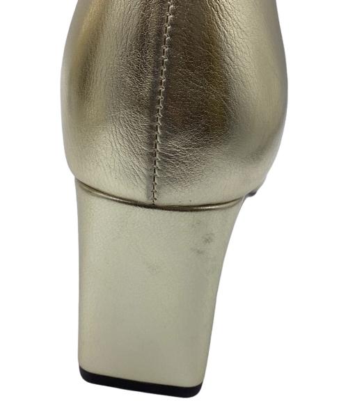 la belle etude（ラベルエチュード）la belle Etude (ラベルエチュード) メタリックショートブーツ ゴールド サイズ:Lの古着・服飾アイテム