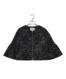 TIARA（ティアラ）の古着「ベルスリーブジャガードジャケット」｜ブラック