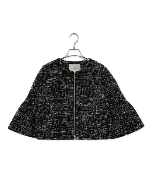 TIARA（ティアラ）TIARA (ティアラ) ベルスリーブジャガードジャケット ブラック サイズ:記載なしの古着・服飾アイテム