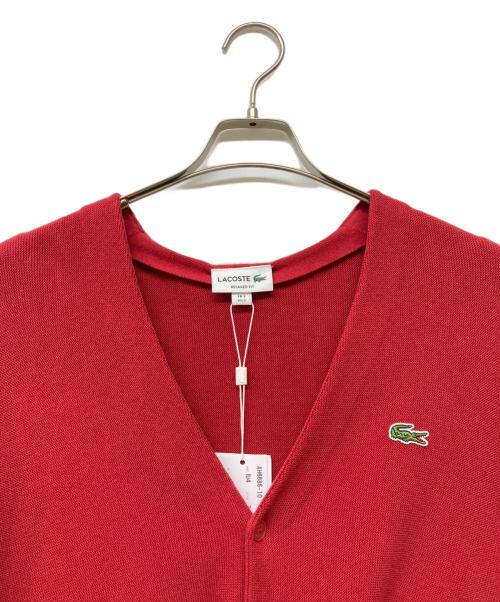 LACOSTE（ラコステ）LACOSTE (ラコステ) オーガニックコットンVネックカーディガン レッド サイズ:3の古着・服飾アイテム