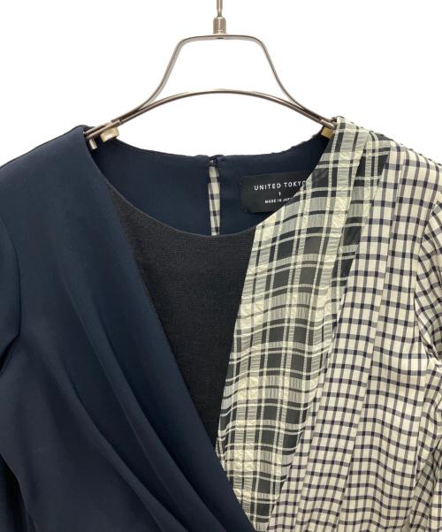 UNITED TOKYO（ユナイテッドトーキョー）UNITED TOKYO (ユナイテッドトーキョー) ツイストパターンチェック柄ワンピース ネイビー サイズ:SIZE 1の古着・服飾アイテム