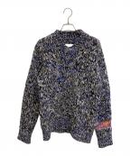 JIL SANDERジルサンダー）の古着「ウールジャガードセーター」｜ブルー×ブラック