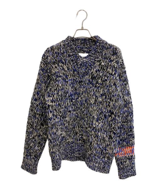 JIL SANDER（ジルサンダー）JIL SANDER (ジルサンダー) ウールジャガードセーター ブルー×ブラック サイズ:46の古着・服飾アイテム