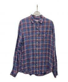 Frank&Eileen（フランクアンドアイリーン）の古着「リネンチェックシャツ」｜ブルー