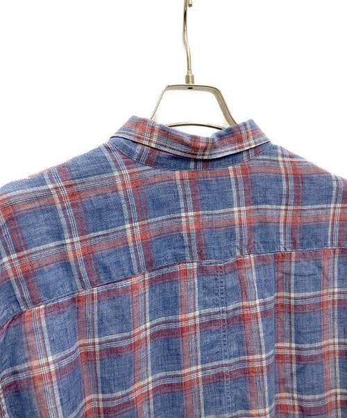 Frank&Eileen（フランクアンドアイリーン）Frank&Eileen (フランクアンドアイリーン) リネンチェックシャツ ブルー サイズ:Lの古着・服飾アイテム