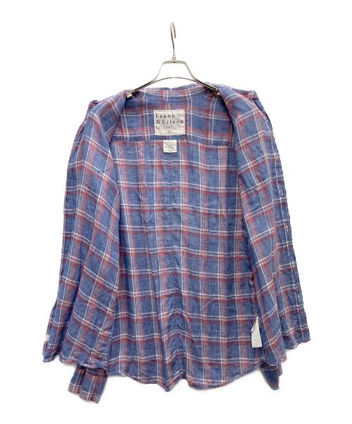 Frank&Eileen（フランクアンドアイリーン）Frank&Eileen (フランクアンドアイリーン) リネンチェックシャツ ブルー サイズ:Lの古着・服飾アイテム