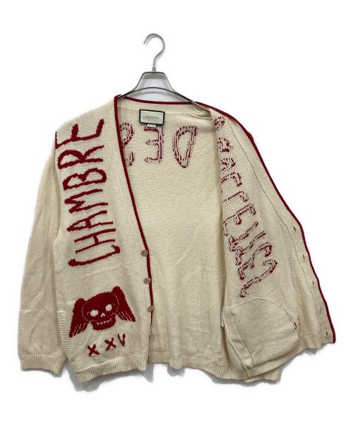 GUCCI（グッチ）GUCCI (グッチ) Chambre Des Squelettes Wool Logo Cardigan アイボリー サイズ:Lの古着・服飾アイテム