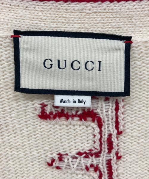 GUCCI（グッチ）GUCCI (グッチ) Chambre Des Squelettes Wool Logo Cardigan アイボリー サイズ:Lの古着・服飾アイテム