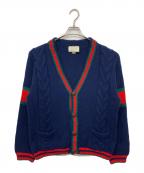 GUCCIグッチ）の古着「オーバーサイズケーブルニットカーディガン」｜ネイビー