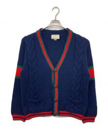 GUCCI（グッチ）の古着「オーバーサイズケーブルニットカーディガン」｜ネイビー