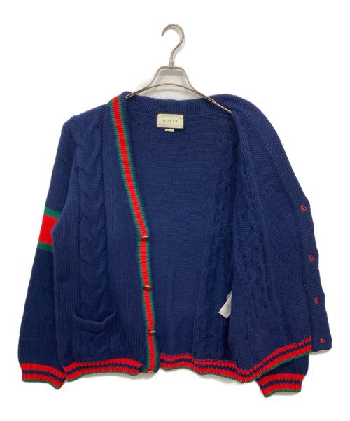 GUCCI（グッチ）GUCCI (グッチ) オーバーサイズケーブルニットカーディガン ネイビー サイズ:Lの古着・服飾アイテム