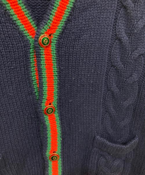 GUCCI（グッチ）GUCCI (グッチ) オーバーサイズケーブルニットカーディガン ネイビー サイズ:Lの古着・服飾アイテム