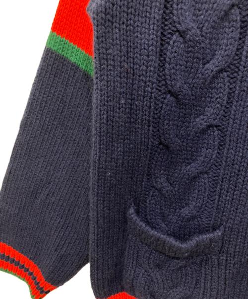 GUCCI（グッチ）GUCCI (グッチ) オーバーサイズケーブルニットカーディガン ネイビー サイズ:Lの古着・服飾アイテム