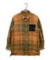 LOEWE（ロエベ）の古着「アナグラムレザーロゴパッチオーバーサイズウールチェックシャツ」｜ブラウン