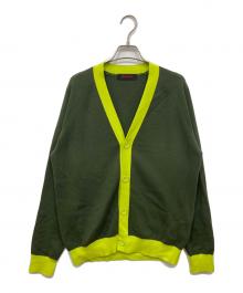 CABAN（キャバン）の古着「コットンカシミヤ バイカラーVネックカーディガン」｜グリーン