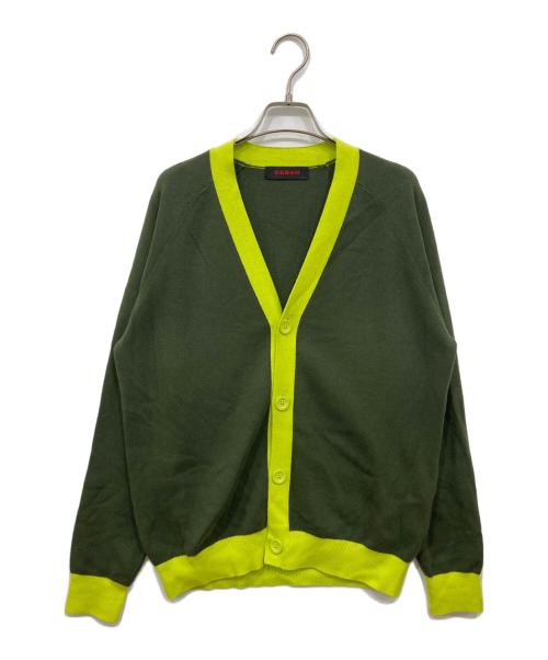 CABAN（キャバン）CABaN (キャバン) コットンカシミヤ バイカラーVネックカーディガン グリーン サイズ:mの古着・服飾アイテム