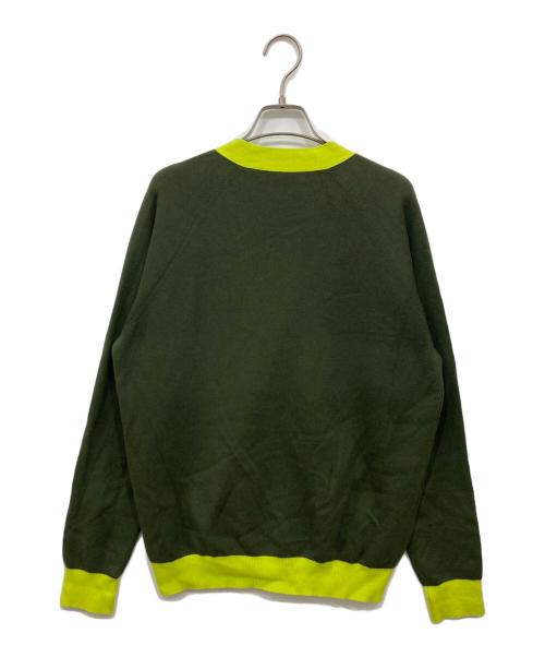 CABAN（キャバン）CABaN (キャバン) コットンカシミヤ バイカラーVネックカーディガン グリーン サイズ:mの古着・服飾アイテム