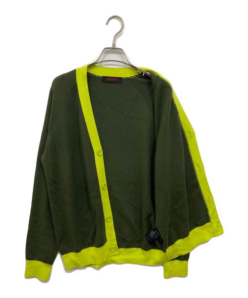 CABAN（キャバン）CABaN (キャバン) コットンカシミヤ バイカラーVネックカーディガン グリーン サイズ:mの古着・服飾アイテム