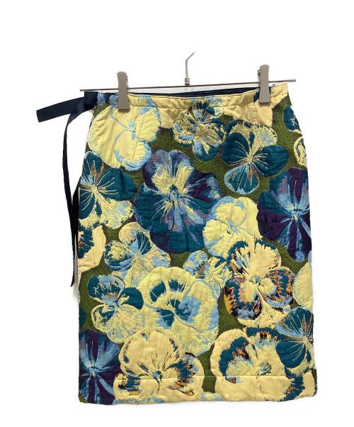 CABAN（キャバン）CABAN (キャバン) フラワージャカード リバーシブルラップスカート イエロー サイズ:フリーの古着・服飾アイテム