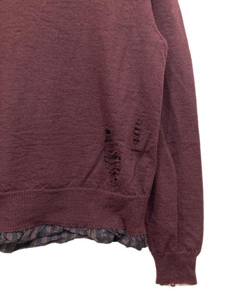 Maison Margiela（メゾンマルジェラ）Maison Margiela (メゾンマルジェラ) ダメージ加工クルーネックニット パープル サイズ:XSの古着・服飾アイテム