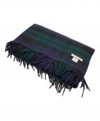 JOHNSTONSジョンストンズ）の古着「カシミヤ大判ストール」｜グリーン×ネイビー