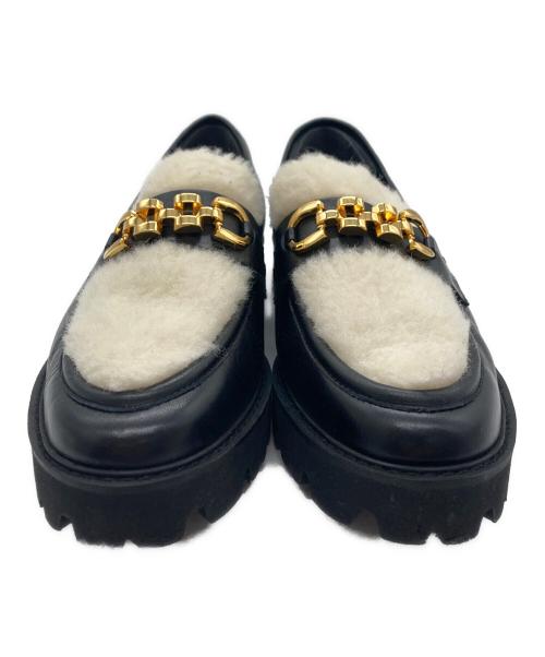 ampio（アンピオ）ampio (アンピオ) ボアローファー ブラック サイズ:24の古着・服飾アイテム