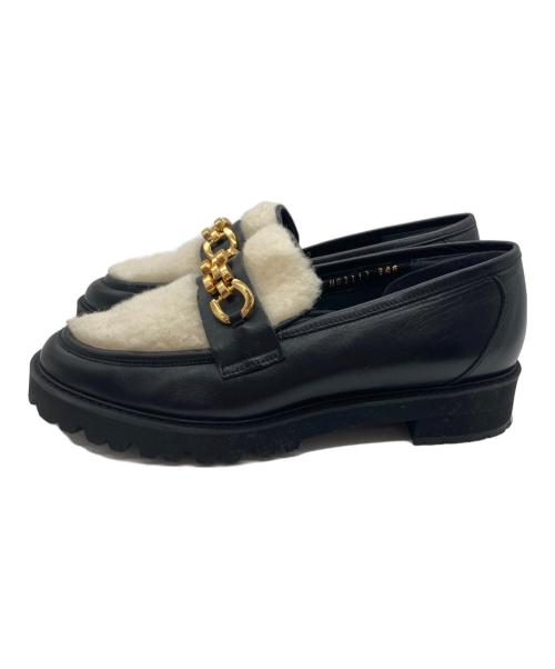 ampio（アンピオ）ampio (アンピオ) ボアローファー ブラック サイズ:24の古着・服飾アイテム