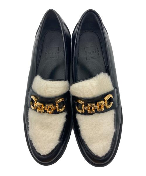 ampio（アンピオ）ampio (アンピオ) ボアローファー ブラック サイズ:24の古着・服飾アイテム