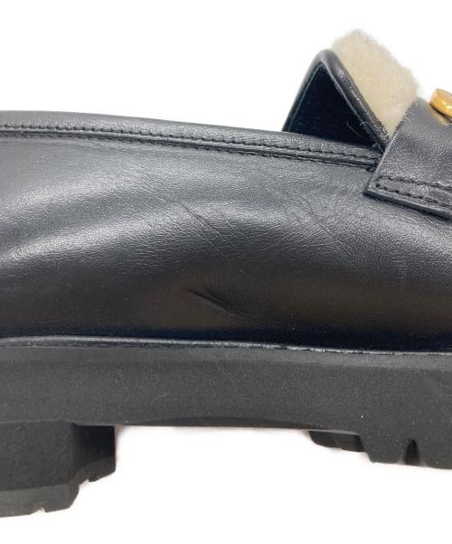 ampio（アンピオ）ampio (アンピオ) ボアローファー ブラック サイズ:24の古着・服飾アイテム