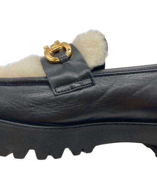 ampio（アンピオ）ampio (アンピオ) ボアローファー ブラック サイズ:24の古着・服飾アイテム