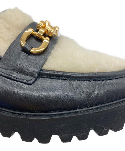 ampio（アンピオ）ampio (アンピオ) ボアローファー ブラック サイズ:24の古着・服飾アイテム