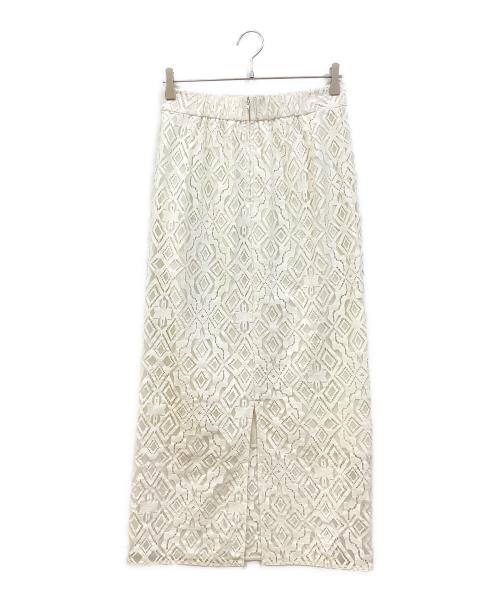 green label relaxing（グリーンレーベルリラクシング）green label relaxing (グリーンレーベルリラクシング) レース Iライン タイト スカート ホワイト サイズ:38の古着・服飾アイテム