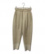 ISSEY MIYAKEイッセイミヤケ）の古着「ピンストライプニットパンツ」｜ベージュ