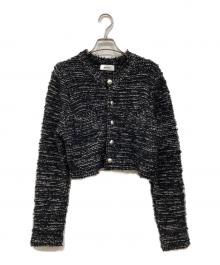 MIESROHE（ミースロエ）の古着「ツイードニットカーディガン」｜ブラック