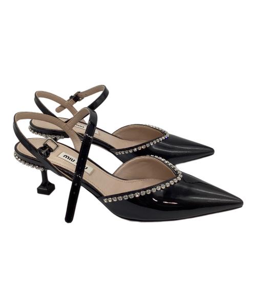 MIU MIU（ミュウミュウ）MIU MIU (ミュウミュウ) バックストラップパンプス ブラック サイズ:35の古着・服飾アイテム