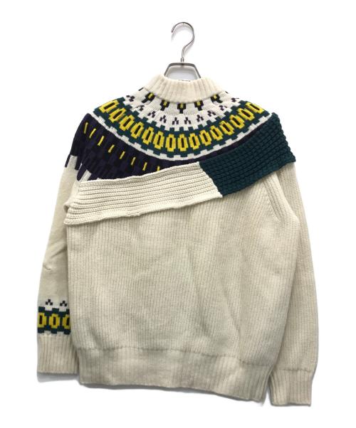 sacai（サカイ）sacai (サカイ) ウールニットプルオーバー ホワイト サイズ:1の古着・服飾アイテム