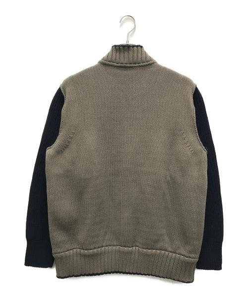 sacai（サカイ）sacai (サカイ) eric haze (エリックヘイズ) Code Embroidery Knit Blouson ブラウン×ネイビー サイズ:2の古着・服飾アイテム