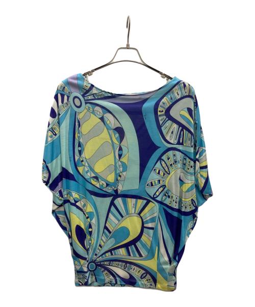 Emilio Pucci（エミリオ プッチ）Emilio Pucci (エミリオ プッチ) レーヨンシルク ドルマンスリーブニット ブルー サイズ:SIZE 38の古着・服飾アイテム