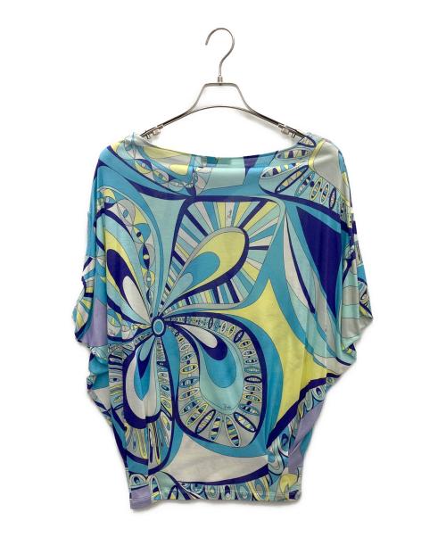 Emilio Pucci（エミリオ プッチ）Emilio Pucci (エミリオ プッチ) レーヨンシルク ドルマンスリーブニット ブルー サイズ:SIZE 38の古着・服飾アイテム