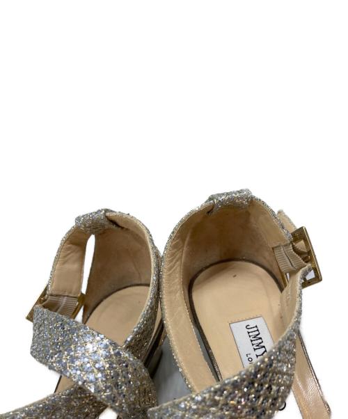 JIMMY CHOO（ジミーチュウ）JIMMY CHOO (ジミーチュウ) グリッターサンダル シルバー サイズ:39の古着・服飾アイテム