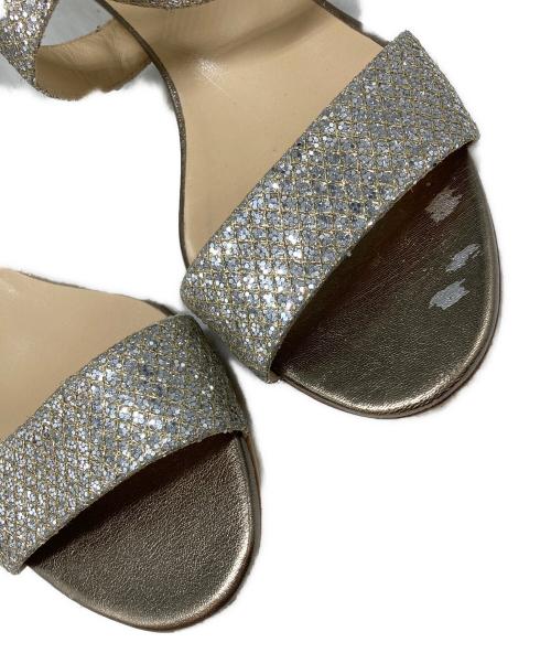 JIMMY CHOO（ジミーチュウ）JIMMY CHOO (ジミーチュウ) グリッターサンダル シルバー サイズ:39の古着・服飾アイテム