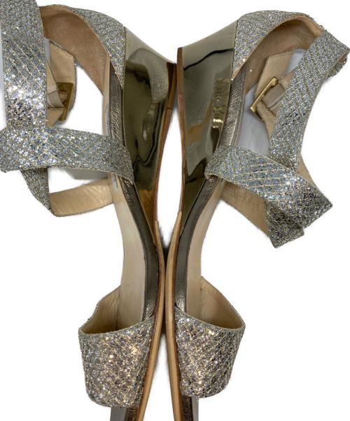 JIMMY CHOO（ジミーチュウ）JIMMY CHOO (ジミーチュウ) グリッターサンダル シルバー サイズ:39の古着・服飾アイテム
