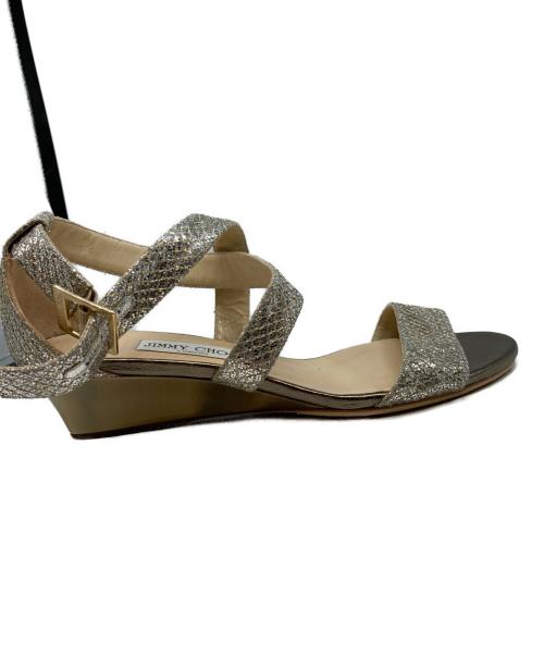 JIMMY CHOO（ジミーチュウ）JIMMY CHOO (ジミーチュウ) グリッターサンダル シルバー サイズ:39の古着・服飾アイテム