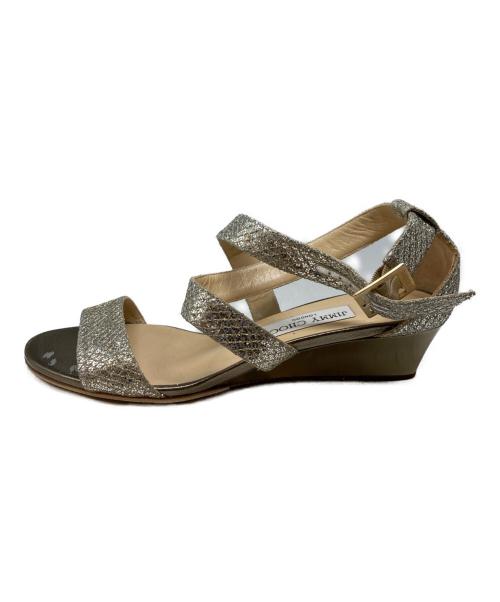 JIMMY CHOO（ジミーチュウ）JIMMY CHOO (ジミーチュウ) グリッターサンダル シルバー サイズ:39の古着・服飾アイテム
