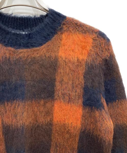 Acne studios（アクネ ストゥディオス）Acne studios (アクネ ストゥディオス) アルパカブレンドブロックチェックニット オレンジ サイズ:Sの古着・服飾アイテム